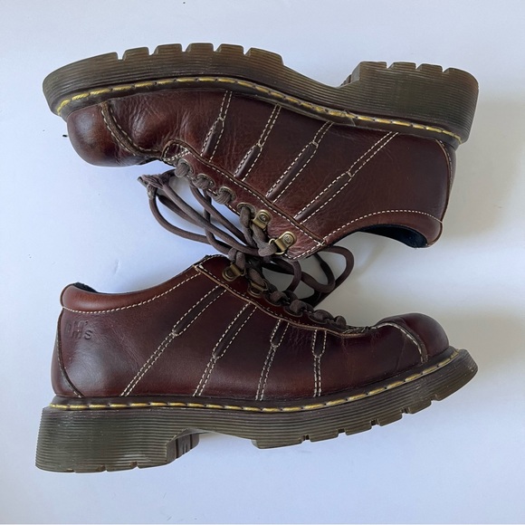 Vintage Dr Martens Chunky Shoes Women’s Size 8 Oxfords Brown 90s Grunge Y2K - Picture 2 of 10